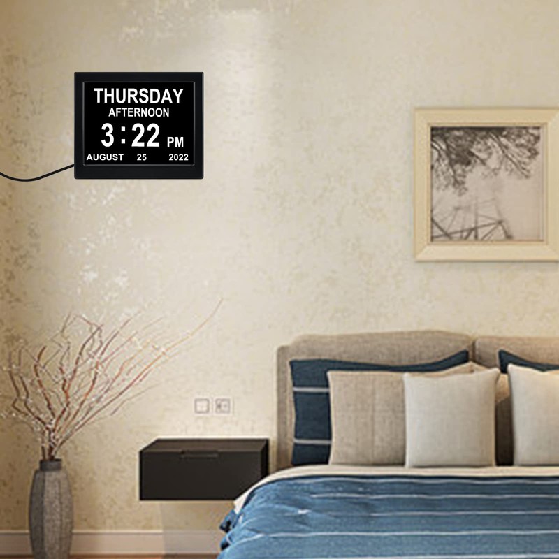 Day Date Time Clock for Seniors Elderly 3 Medication Reminders+