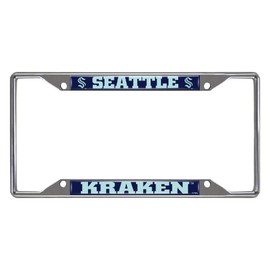 FANMATS 30719 Seattle Kraken Chrome Metal License Plate Frame, Stainless Steel, 6.25in x 12.25in
