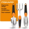 Fiskars 3-in-1 Garden Tool Set - Trowel, Transplanter, Cultivator for Gardening - Lawn and Garden Tools - Black/Orange