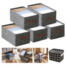 6pzs Ropa Organizador Plegable Cajones Almacenamiento Caja Gris