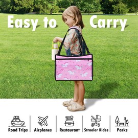 WENRENER Kids Travel Tray, Travel Tray for Kids Car Seat, Toddler Car Seat Lap Tray, Carseat Tray for Kids Travel, Carseat Table Tray for Kids Travel Activities (Pink)