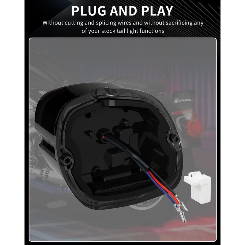 NTHREEAUTO Smoked LED Strobe Brake Tail Light Rear Taillight Compatible