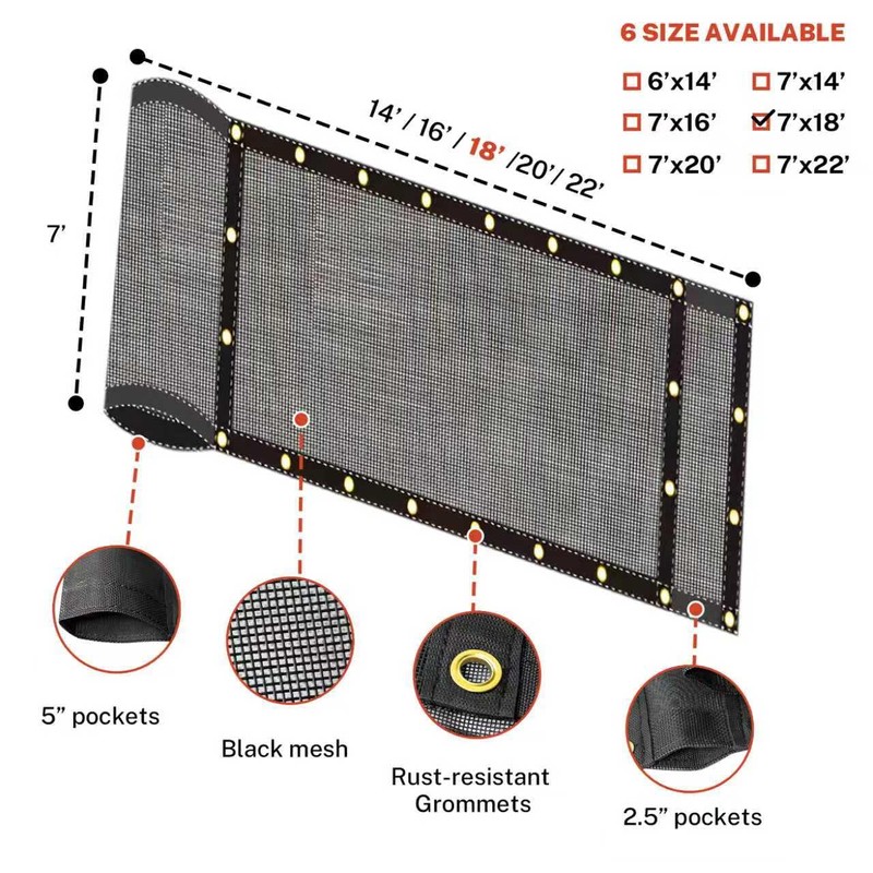 Dump Trailer Tarp 7'X18' Heavy Duty 18oz PVC Mesh Dump