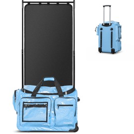 Fochier 23" Dance Bag with Garment Rack, Competition Duffle Bag for Dancer Athlete Livestreamer, Rolling Costume Luggage for Girls Recitals Travel No-Shed Glitter, Built-In Hanger, Waterproof PU,Blue