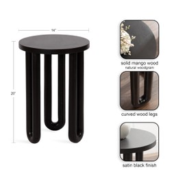 Kate and Laurel Kenzo Modern Wooden Round Side Table; 14 x 14 x 20; Black; Transitional Wood End Table for Use as Bedroom Nightstand or Living Room Accent Table