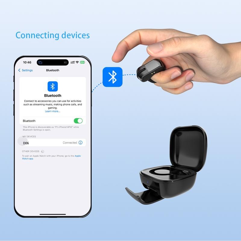 Bluetooth Remote Control Scrolling Finger Ring Air Mouse with Touchpad