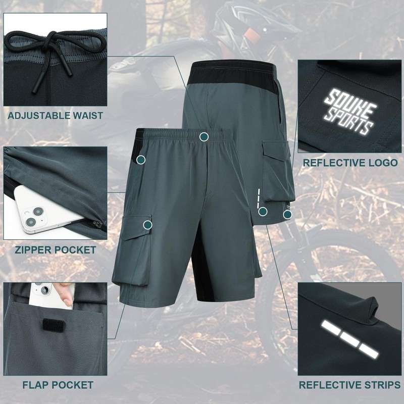 Souke Sports MTB Men's Short 4D Padded Cycling Shorts with