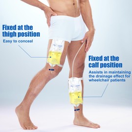 Geiserailie 20 Pcs Catheter Leg Bag Urinary Drainage Bag with Anti Reflux Valve Catheter Supplies with 2 Anti Slip Foley Stabilization Device Holder for Men Women(500ml)