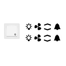 Switch Sticker Set with Light Fan Arrows and Bells Stickers (RP 25/1) (10 mm, Black Symbols)