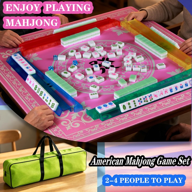 YINIUREN Mahjong Tile Set Green American Mahjong Tile Set
