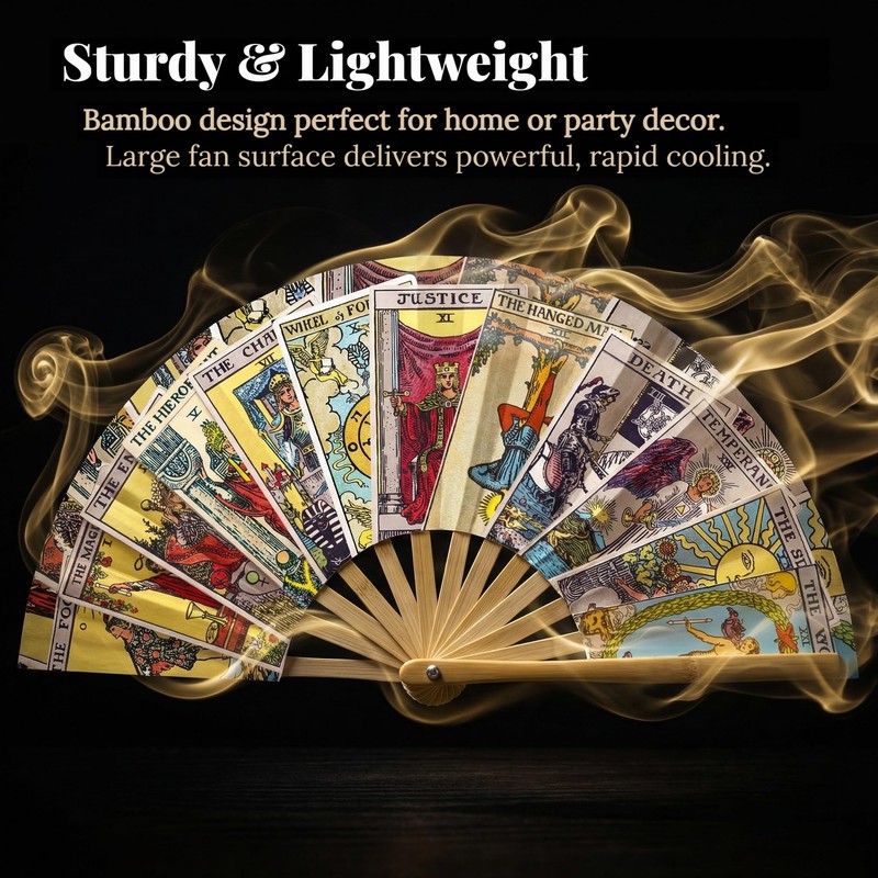 JZLiner Tarot Card Hand Fan Foldable Rave Essentials Giant Fan