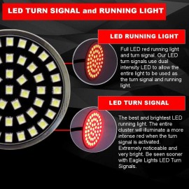 Eagle Lights Black 2” Harley Red Rear LED Turn Signals 1157 Bullet Street Glide