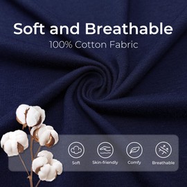 U2SKIIN Mens 100% Cotton Robe Lightweight Knit Bathrobe(Navy Blue, L/XL)