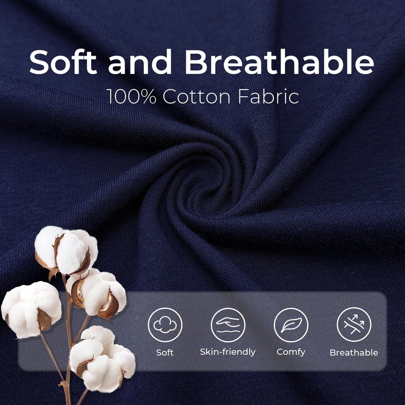 U2SKIIN Mens 100% Cotton Robe Lightweight Knit Bathrobe(Navy Blue, L/XL)