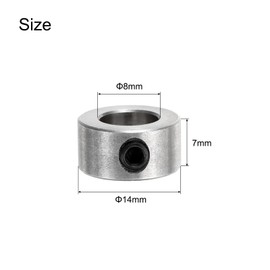 sourcing map 20pcs Set Screw Collars 8mm Bore Shaft Collars, 14mm OD, 7mm Width, Drill Stop Collar, Stainless Steel Drill Bits Depth Collars