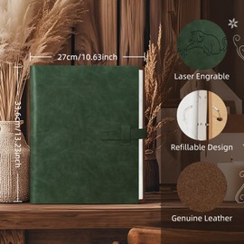 Artmag Photo Album 4x6 320 Photos, Thick Leather Cover Scrapbook with 20 PCS Kraft Writing Paper Picture Album Holds 320 Vertical Photos for Family Wedding Anniversary (Dark Green)