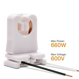 JACKYLED Non-Shunted Turn-Type T8 Lamp Holder UL Socket Tombstone with 10 inches Wires Attached for LED Fluorescent Tube Replacements 18-Pack