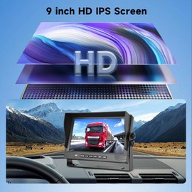 Rimoody RV Backup Camera Monitor Kit 9-inch 4 Split Monitor 1080P IP66 Waterproof Night VisionBack Up Camera Support Driving Record Plug and Play for Trucks RVs Trailers Pickups Vans Bus Camper