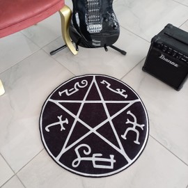 Rugendary Devil Trap Rug Vegvisir Symbole Area Rug Supernatural Carpet Evil Pentacle Satan Witchy Room Decor Thick Carpet for Living Room Bedroom Bathroom Kitchen (Economic Quality, 2x2 ft.)