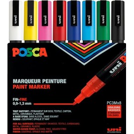 Posca - PC3M8C - Paquete de 8 rotuladores de colores