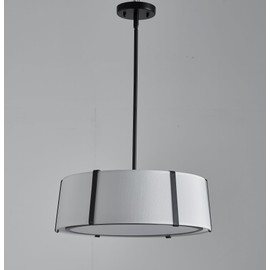 Shrine Lighting Drum Pendant Light, Modern Style, Drum Chandeliers for Dining Room, D18'' x H6'', Adjustable Chains 39'', E12*4 Sockets, White Lampshade & Black Finish