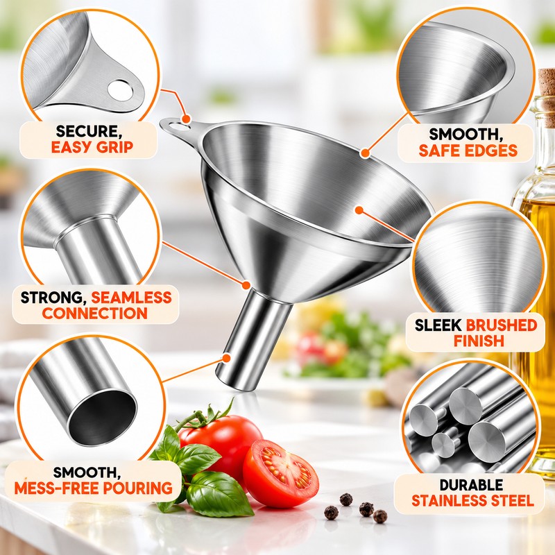 Stainless Steel Funnel Set for Bottle & Jar Filling –