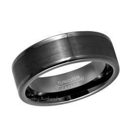 Jewelry Avalanche Gunmetal Pipe Cut Tungsten Ring Men's Dark Gray Tungsten Carbide Wedding Band Anniversary Ring - 978GMs11