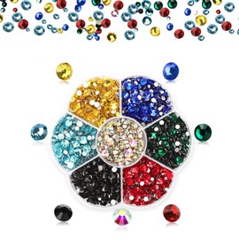 ChAusa Hotfix Rhinestone Flatback Round Glass Crystal Rhinestones Mixed 7 Sizes Hot Fixed Crystals Glass Gems Hotfix Rhinestone Tool Kit for Clothes DIY Decoration,Manicure,Art Crafts(Mixed Colors)