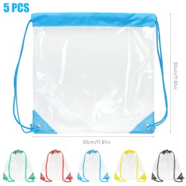Waterproof Drawstring Bags, 5pcs PE Bags Drawstring Gym Bag, String Bag Swimming Bag for Gym Sport Travel School and Various Activities