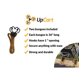 Good Bungees by UpCart®, 3 ft Flat Bungees with Hooks (Pack of 2)