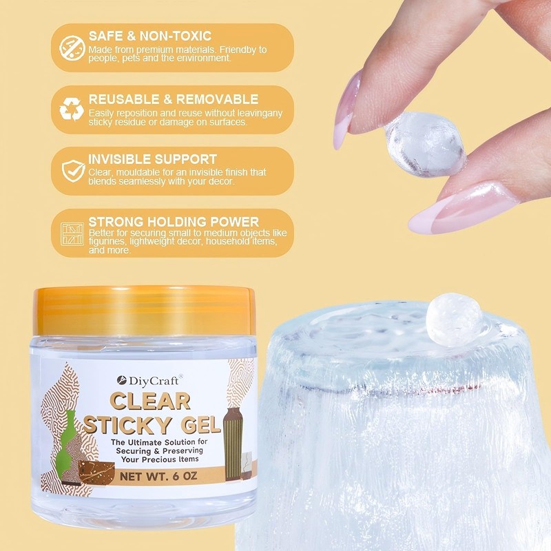 6 oz Clear Sticky Gel for Museum Exhibits, Reusable Putty,
