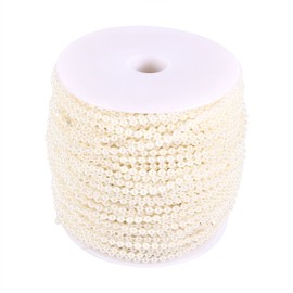 Zerodis Artificial Pearl Garland with Pearl Cord Wedding Party Decoration DIY 3 mm 50 m / Roll (Beige)