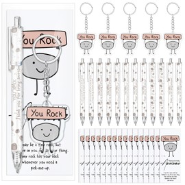 Sayglossy 36 Sets Emotional Support Gifts Pens and Keychains Bulk with Funny Card Employee Appreciation Positive Gifts for Teacher Volunteer Staff Cna Day(Stone)