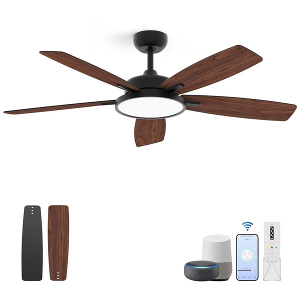 Roomratv 52 Inch Smart Ceiling Fan with Light,App Control,Ultra Silent