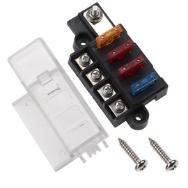 VOZINMOST 4-Way Blade Fuse Box with Cover DC 32V ATO Blade Fuse Box Block Holder for Car Boat
