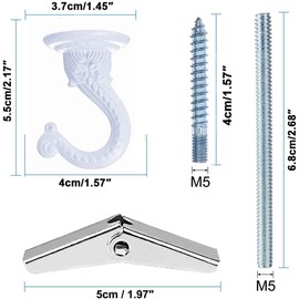 GDQLCNXB 6Sets 55mm/2.17" Ceiling Metal Ceiling Hooks, Heavy Duty Swag Ceiling Hooks with Hardware for Hanging Plants/Chandeliers/Wind Chimes/Ornament (White Color)