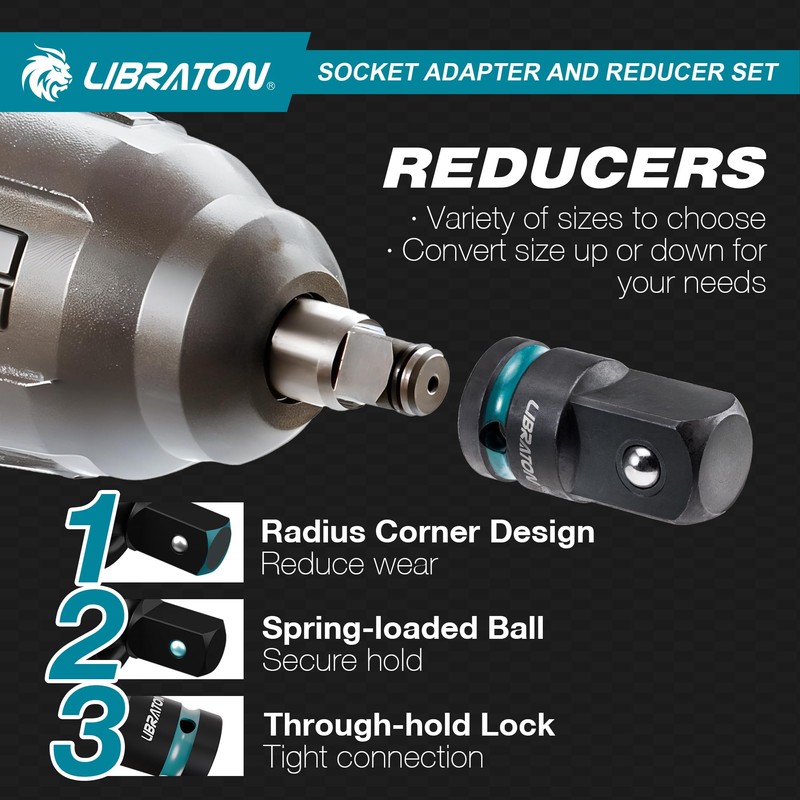 LIBRATON 20PCS Socket Adapter and Reducer Set, Impact Socket Adapters,