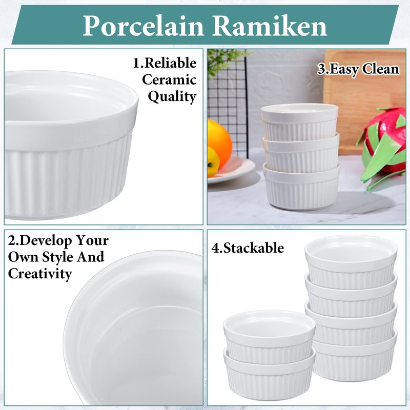 Xinnun 24 Pcs 4 oz Ramekins Creme Brulee Dishes Oven