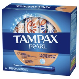 Tampax, Pearl Tampons Super Plus Absorbency with LeakGuard Braid Unscented, 36 Count