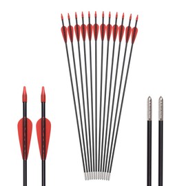 Fiberglass Arrows Archery 26 Inch Target Shooting Practice Safetyglass with Red Spots Vanes for Recurve Bows Suitable for Youth Children Woman Beginner 12 PCS