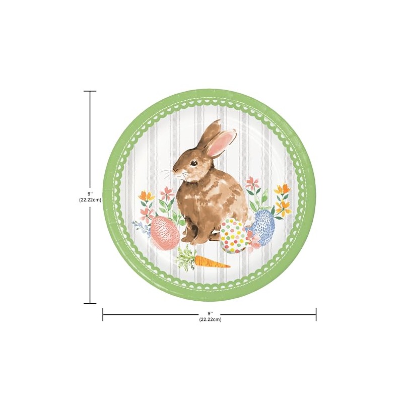 Trendware Spring Cottage Bunny Dinner Plates, 24 Count