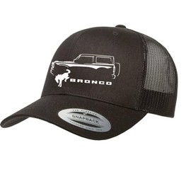 Maddmax Car Art 2021-24 Ford Bronco 4x4 Truck Fully Embroidered Yupoong 6606 Snapback Trucker Fitted Cap Black, Small-X-Large