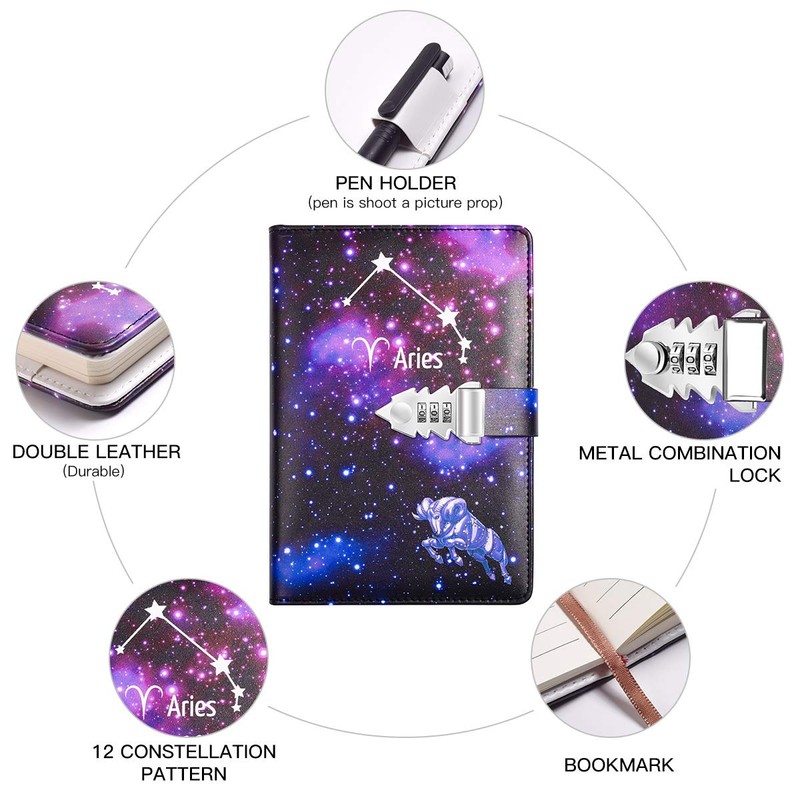 ARRLSDB A5 Creative Password Lock Journal PU Leather Combination Lock