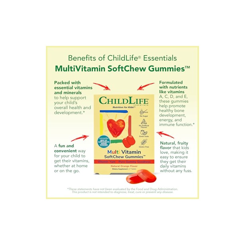Childlife Multi Vitamin Softchew Gummies Tablets Natural Orange Flavor Gomitas