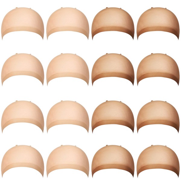 100 Pieces Wig Caps Stocking Caps For Wigs Elastic Medium Nylon Stocking Caps Stretchy Wig Head Cap (Beige and Natural Nude)