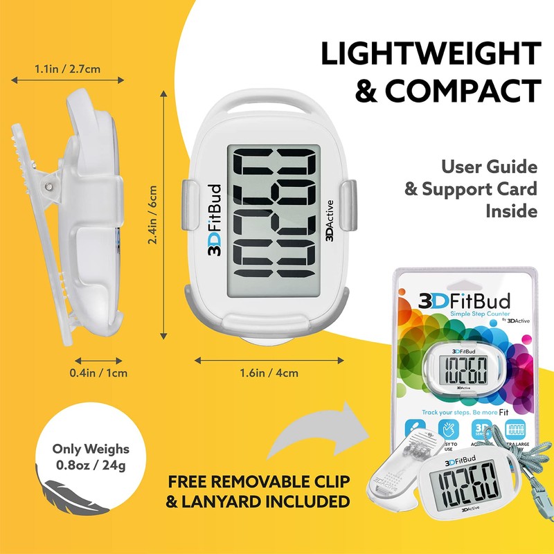 3DFitBud Simple Step Counter Walking 3D Pedometer by 3DActive with