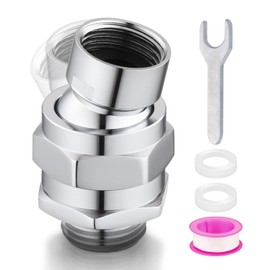 Shower Head Swivel Ball Adapter, Shower Connector Ball Joint, Solid Brass Adjustable Shower Arm Connector, Universal Shower Extension Showering Component, Polish Chrome