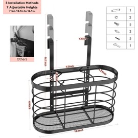 Organizador de herramientas para el cabello 3 en 1 - Altura ajustable montado en la pared/puerta de gabinete Organizador de baño, debajo del fregadero para secador de pelo, planchas planas