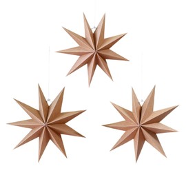 3 Pcs 9-Pointed Paper Star Lanterns Hanging Ornament for Wedding Birthday Christmas Home New Year Party Decorations