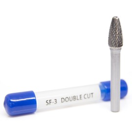 Benchmark Abrasives Tree Shape Round Nose Premium Double Cut Tungsten Carbide Burr for Metal Wood Welding Deburring Sculpting High-Speed Die Grinders enclosed in Plastic Capsule 1/4" Shank (SF-3)